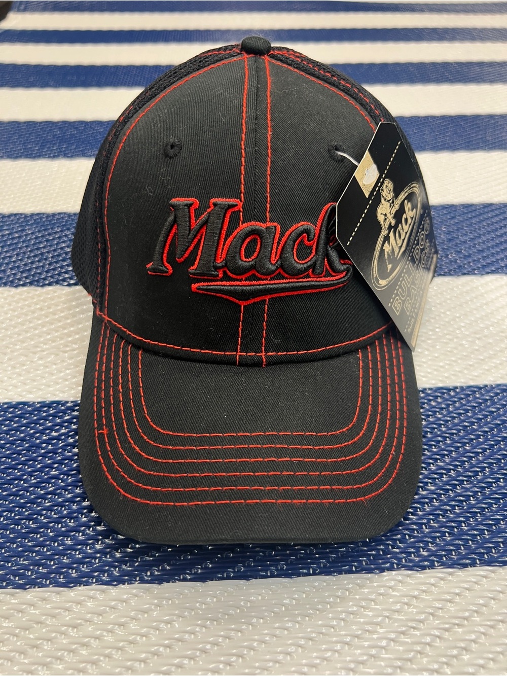 Mack Trucks Black Red Embroidered Adjustable Hat Cap NWT
